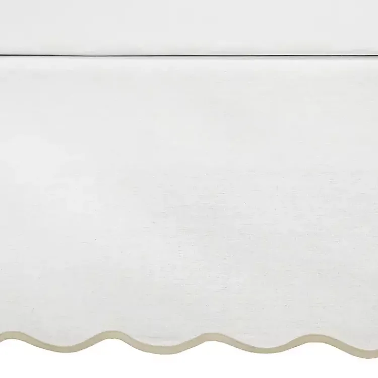 Kirklands Home Bedding Essentials|White Neutral Scalloped Coastal Queen Bed Skirt Tan