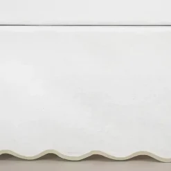 Kirklands Home Bedding Essentials|White Neutral Scalloped Coastal Queen Bed Skirt Tan