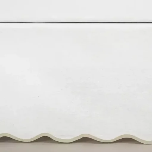 Kirklands Home Bedding Essentials|White Neutral Scalloped Coastal Queen Bed Skirt Tan
