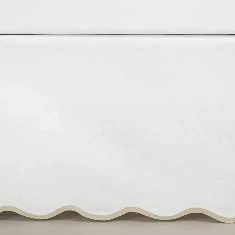 Kirklands Home Bedding Essentials|White Neutral Scalloped Coastal Queen Bed Skirt Tan