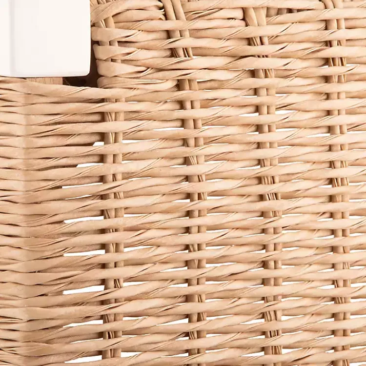 Kirklands Home Benches & Ottomans|White Newport Wood and Rattan Bench with Shelf Brown