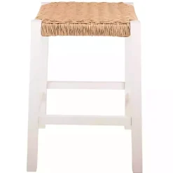 Kirklands Home Bar Stools & Counter Height Stools|White Newport Wood and Rattan Counter Stool Brown
