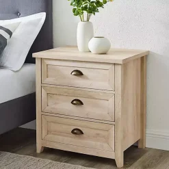 Kirklands Home Dressers & Chests|Oak Bronze Cupped Handle Nightstand White