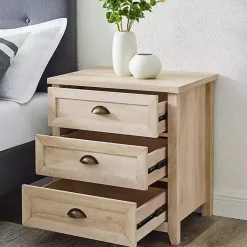 Kirklands Home Dressers & Chests|Oak Bronze Cupped Handle Nightstand White