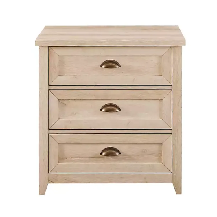 Kirklands Home Dressers & Chests|Oak Bronze Cupped Handle Nightstand White