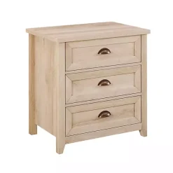 Kirklands Home Dressers & Chests|Oak Bronze Cupped Handle Nightstand White