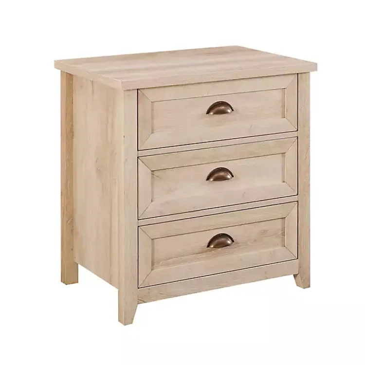 Kirklands Home Dressers & Chests|Oak Bronze Cupped Handle Nightstand White