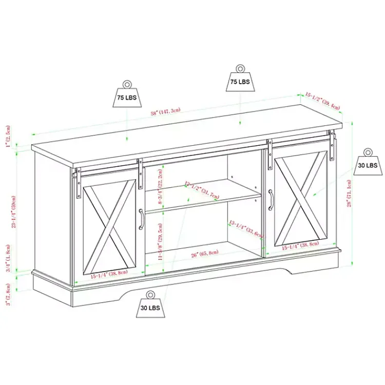 Kirklands Home Tv Stands & Media Consoles|Oak Sliding Barn Door TV Stand White