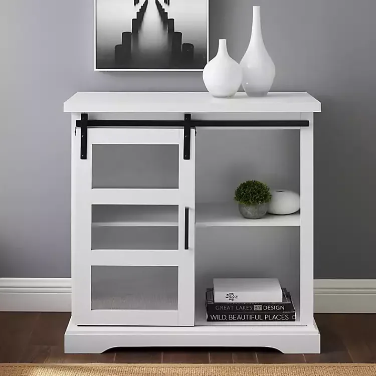 Kirklands Home Accent & End Tables|Oak Sliding Door Cabinet White
