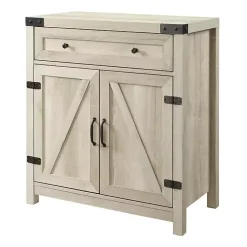 Kirklands Home Cabinets & Sideboards|Oak Wash Wooden and Metal Barn Door Cabinet White