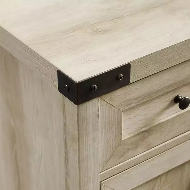 Kirklands Home Cabinets & Sideboards|Oak Wash Wooden and Metal Barn Door Cabinet White