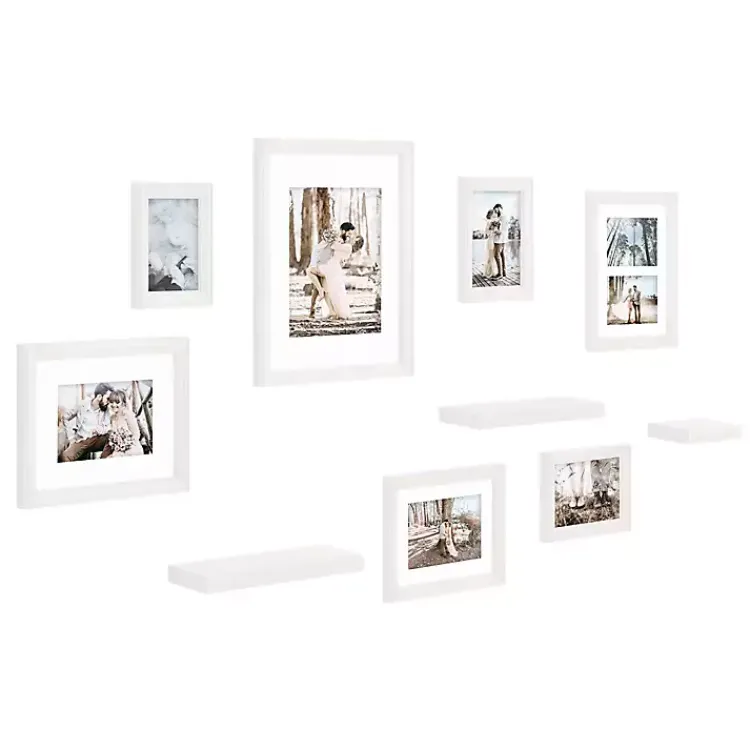 Kirklands Home Gallery Wall Frames|10-pc. Gallery Wall Frame and Shelf Set White