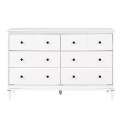 Kirklands Home Dressers & Chests|Pine 6-Drawer Modern Dresser White
