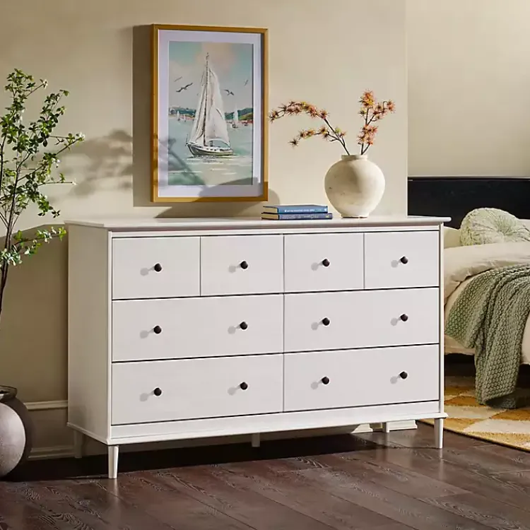 Kirklands Home Dressers & Chests|Pine 6-Drawer Modern Dresser White