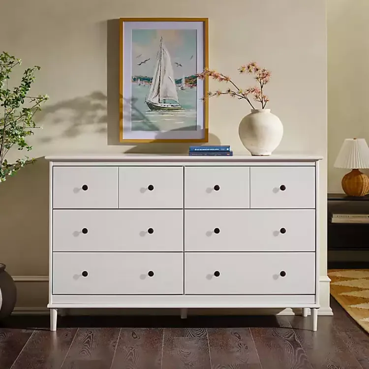 Kirklands Home Dressers & Chests|Pine 6-Drawer Modern Dresser White