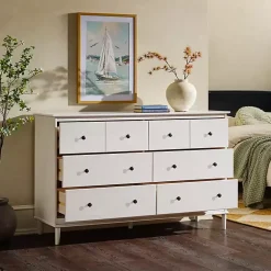 Kirklands Home Dressers & Chests|Pine 6-Drawer Modern Dresser White