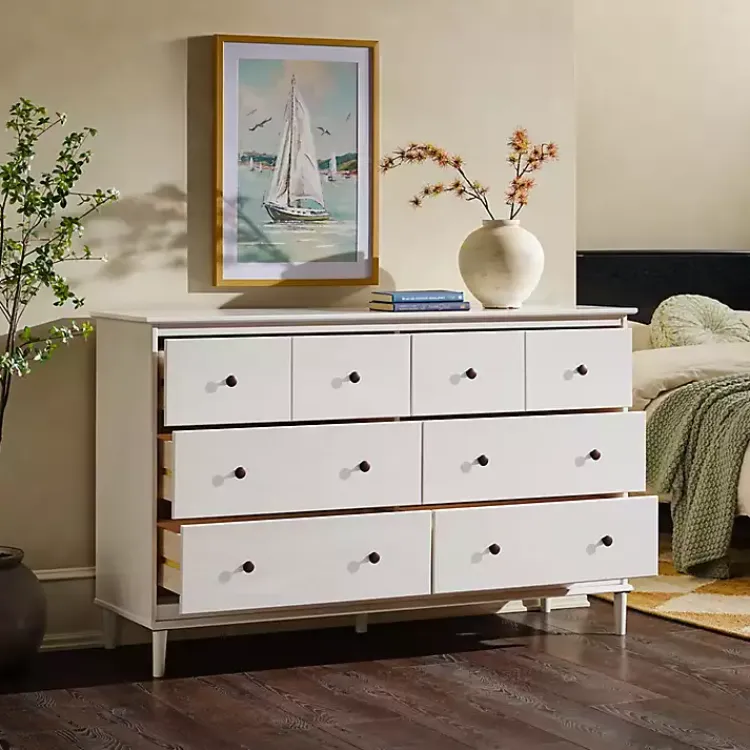 Kirklands Home Dressers & Chests|Pine 6-Drawer Modern Dresser White