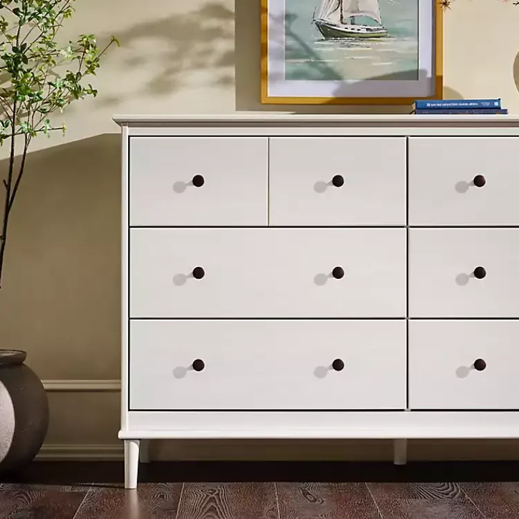 Kirklands Home Dressers & Chests|Pine 6-Drawer Modern Dresser White