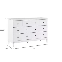 Kirklands Home Dressers & Chests|Pine 6-Drawer Modern Dresser White