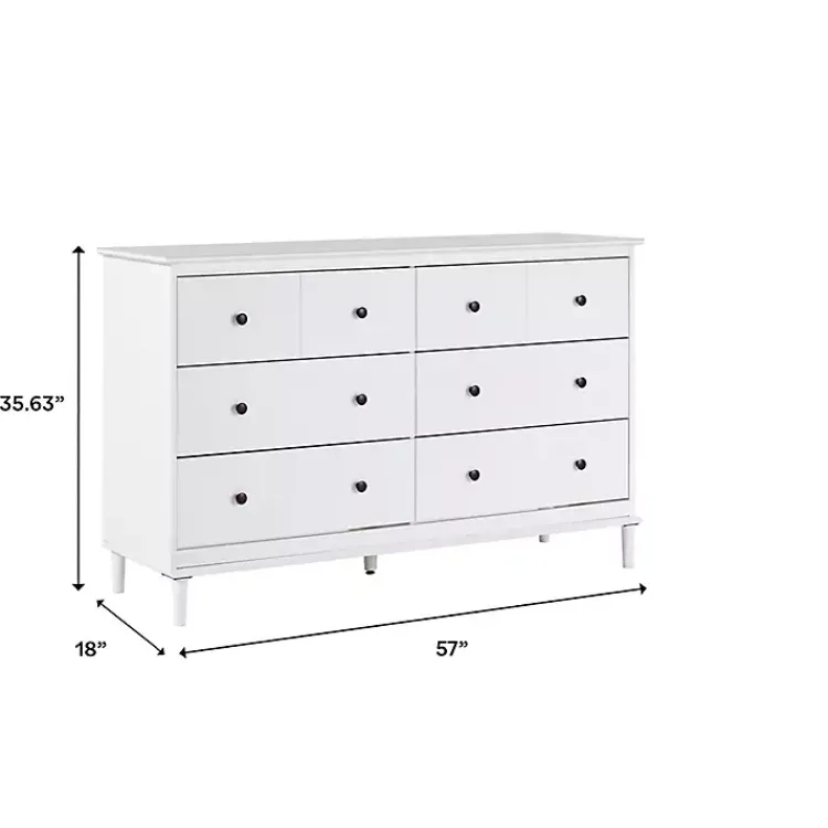 Kirklands Home Dressers & Chests|Pine 6-Drawer Modern Dresser White