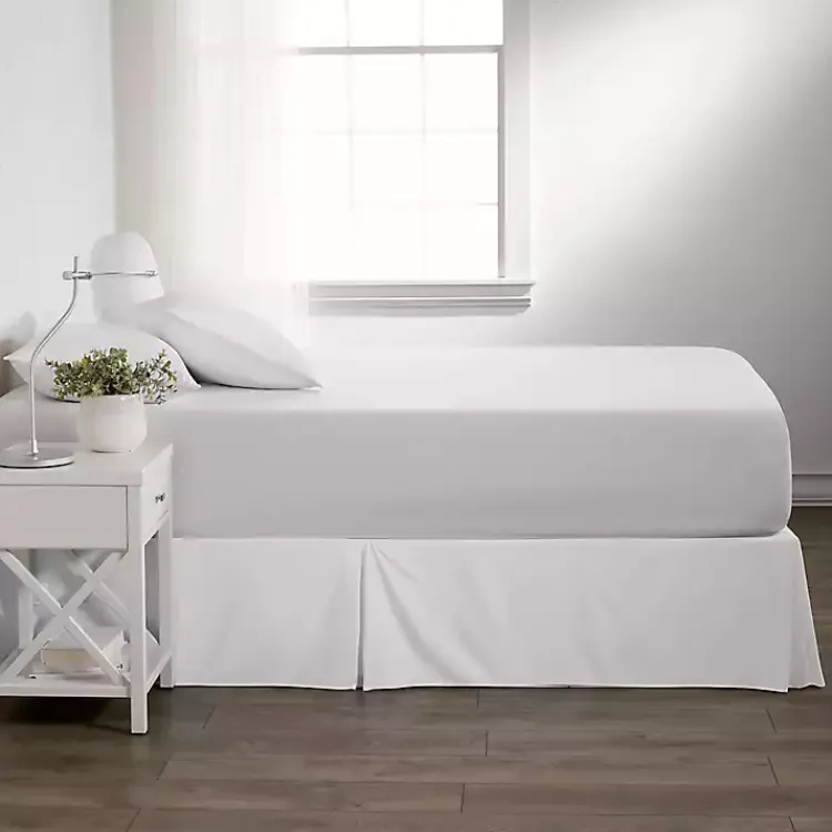 Kirklands Home Bedding Essentials|Pleated Microfiber Queen Bed Skirt White