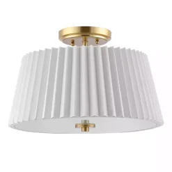 Kirklands Home Flush Mount Lighting|White Pleated Shade Flush Mount Light