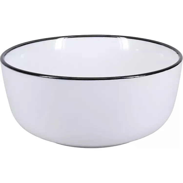 Kirklands Home Dinnerware|Porcelain Black Trim 16-pc. Dinnerware Set White