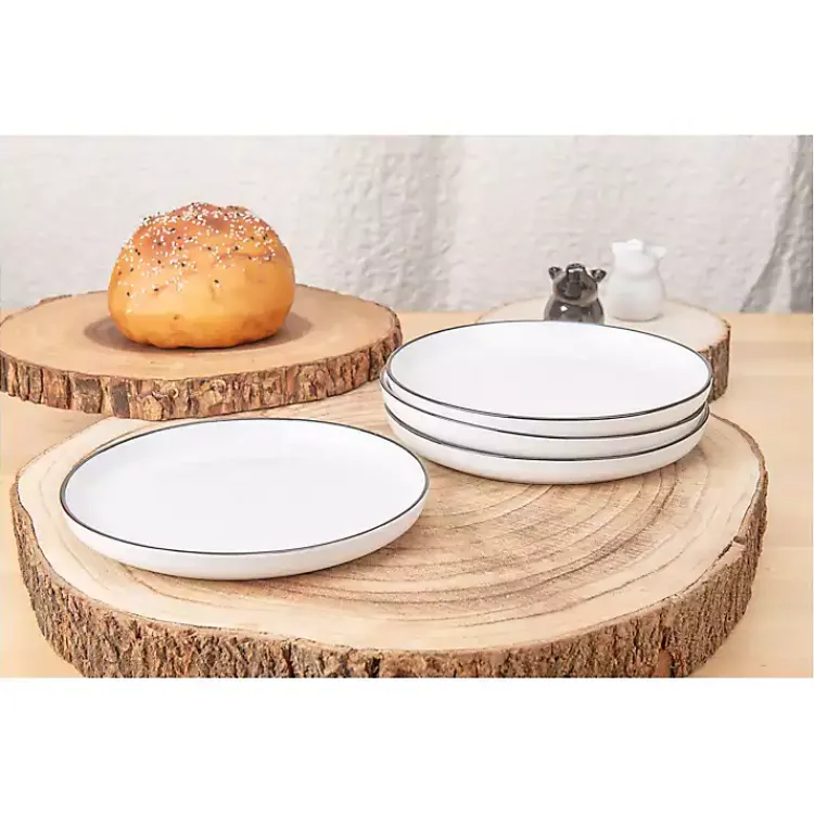 Kirklands Home Dinnerware|Porcelain Black Trim 16-pc. Dinnerware Set White