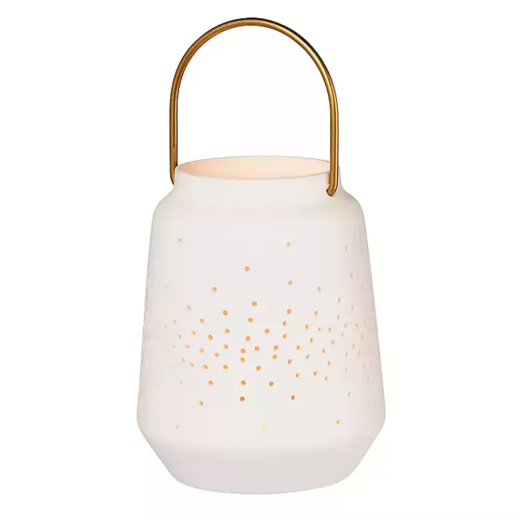 New Porcelain Lantern with Brass Handle, 4 in. Lanterns