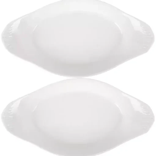 Kirklands Home Bakeware & Cookware|Porcelain Oval Bakers with Handles, Set of 2 White