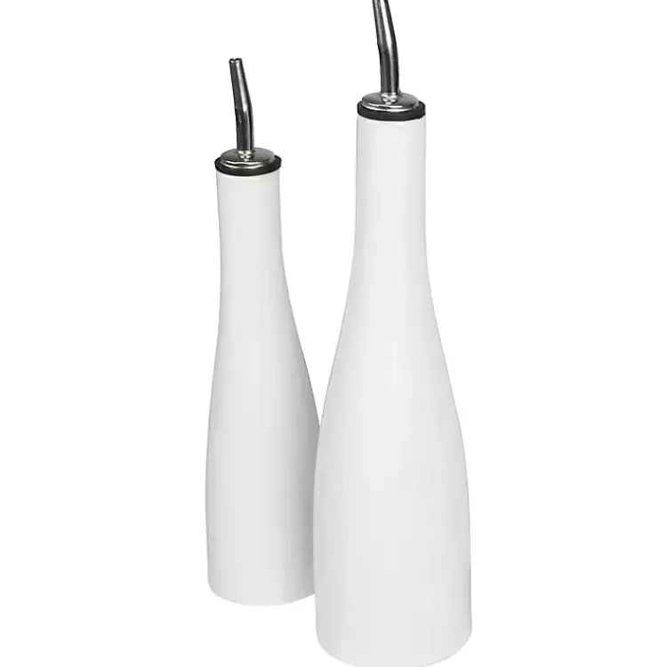 Kirklands Home Kitchen Accessories|Porcelain 2-pc. Oil and Vinegar Carafe Set White