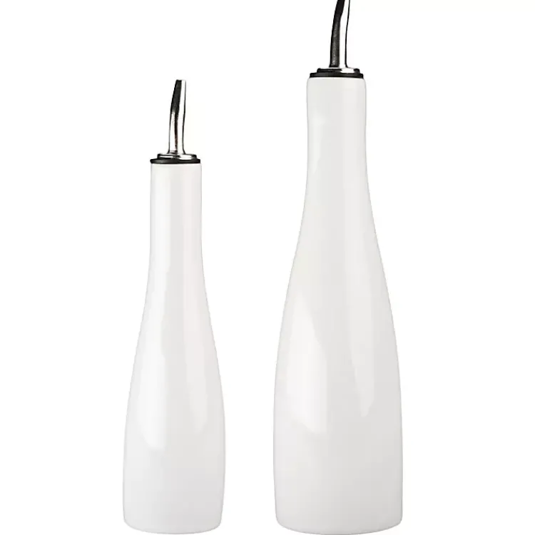 Kirklands Home Kitchen Accessories|Porcelain 2-pc. Oil and Vinegar Carafe Set White