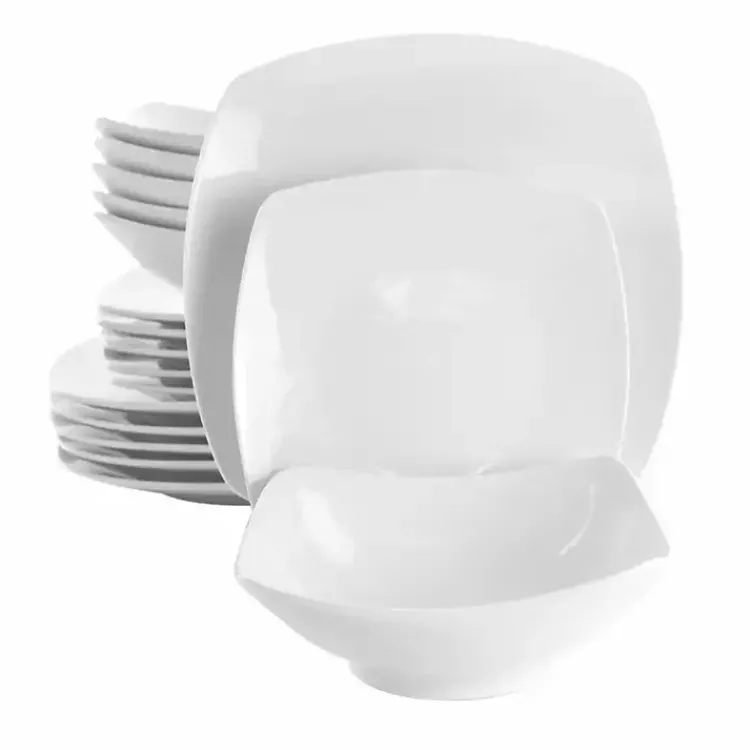 Kirklands Home Dinnerware|Porcelain Square 18-pc. Dinnerware Set White