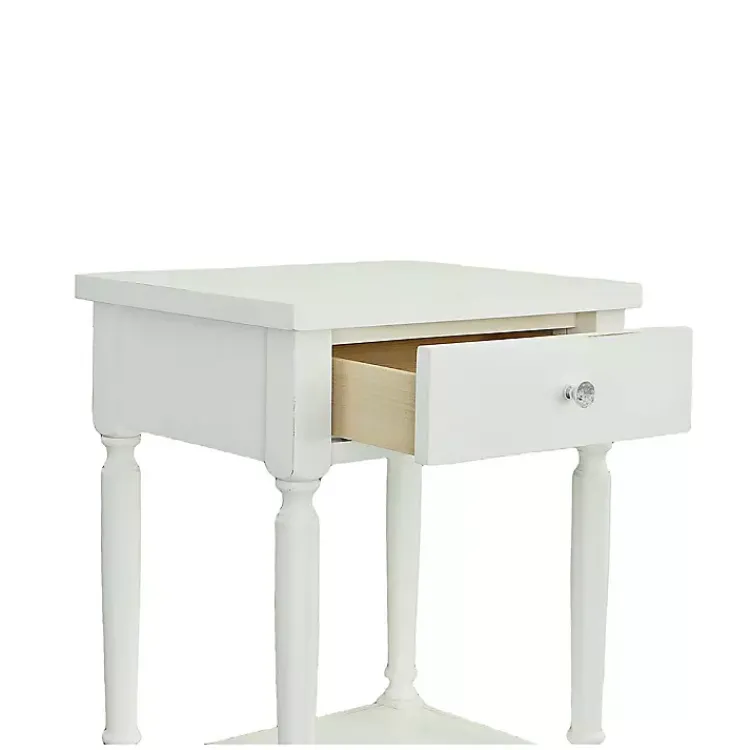 Kirklands Home Accent & End Tables|Rectangle Accent Table with Charging Station White