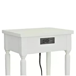 Kirklands Home Accent & End Tables|Rectangle Accent Table with Charging Station White