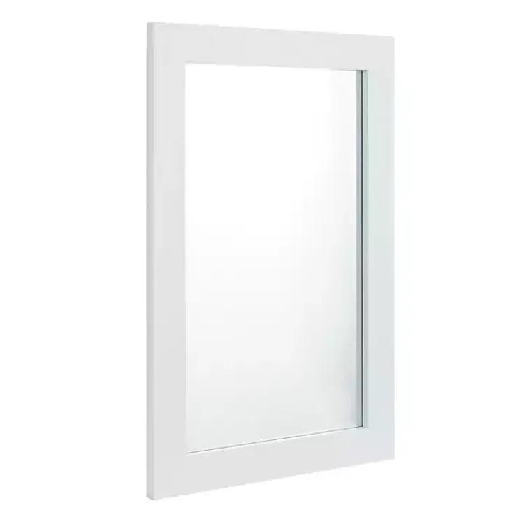 Kirklands Home Framed Mirrors|White Rectangular Wood Wall Mirror