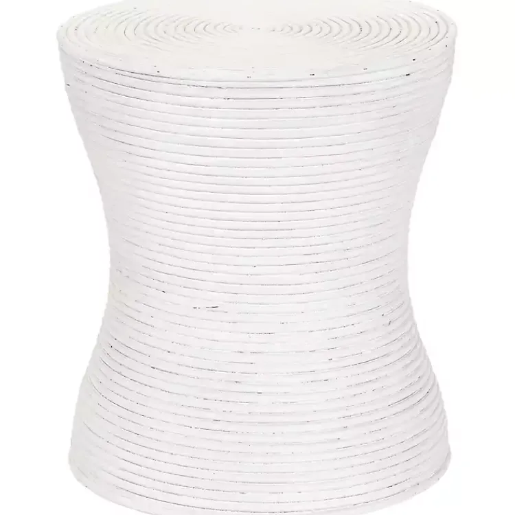 Kirklands Home Accent & End Tables|Ribbed Rattan Round Accent Table White