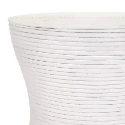 Kirklands Home Accent & End Tables|Ribbed Rattan Round Accent Table White
