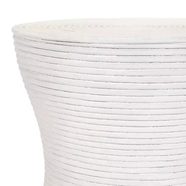 Kirklands Home Accent & End Tables|Ribbed Rattan Round Accent Table White