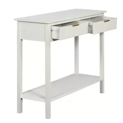 Kirklands Home Console Tables|Ribbed Wood 2-Drawer Colleen Console Table White