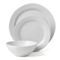 Kirklands Home Dinnerware|Ridge 12-pc. Stoneware Dinnerware Set White