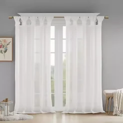 Kirklands Home Curtains & Drapes|Rosette Tab Top Curtain Panel, 95 in. White