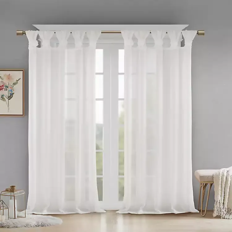 Kirklands Home Curtains & Drapes|Rosette Tab Top Curtain Panel, 95 in. White