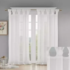 Kirklands Home Curtains & Drapes|Rosette Tab Top Curtain Panel, 95 in. White