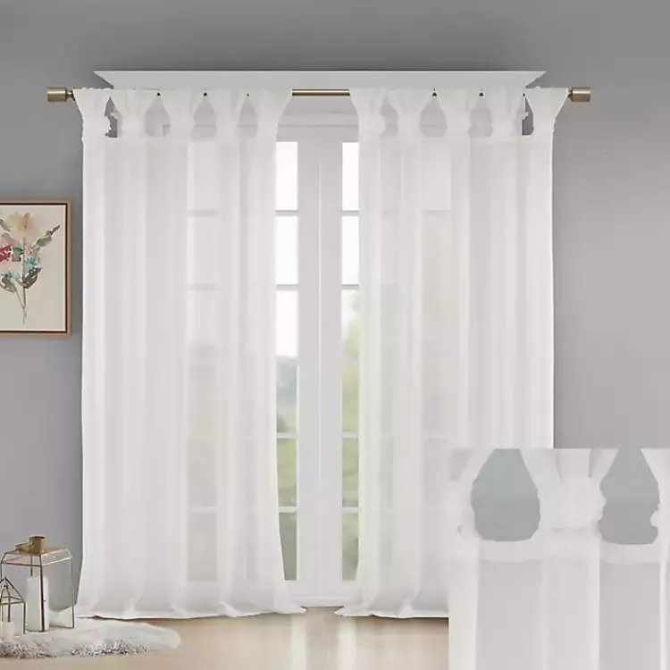 Kirklands Home Curtains & Drapes|Rosette Tab Top Curtain Panel, 95 in. White