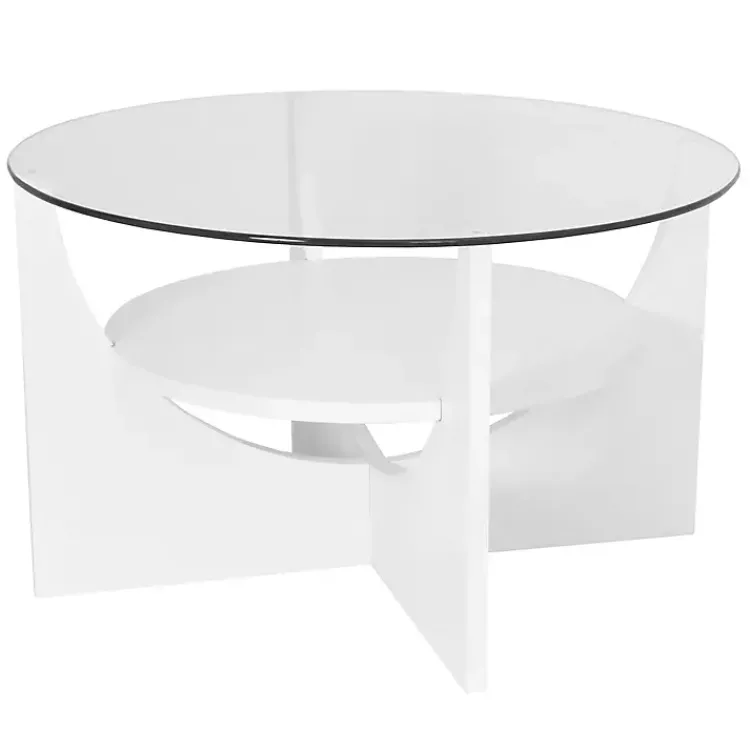 Kirklands Home Coffee Tables|Round Glass Coffee Table White