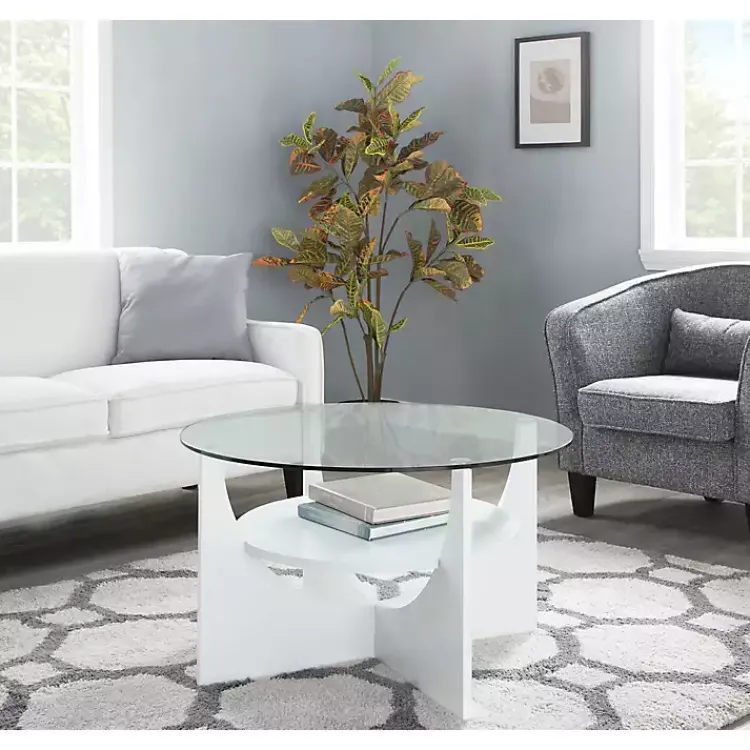 Kirklands Home Coffee Tables|Round Glass Coffee Table White