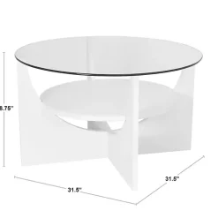 Kirklands Home Coffee Tables|Round Glass Coffee Table White