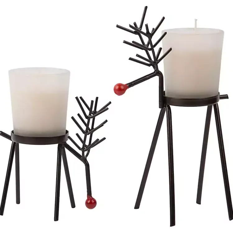Clearance Rudolph Reindeer Candle Holders, Set of 2 Christmas Decorations