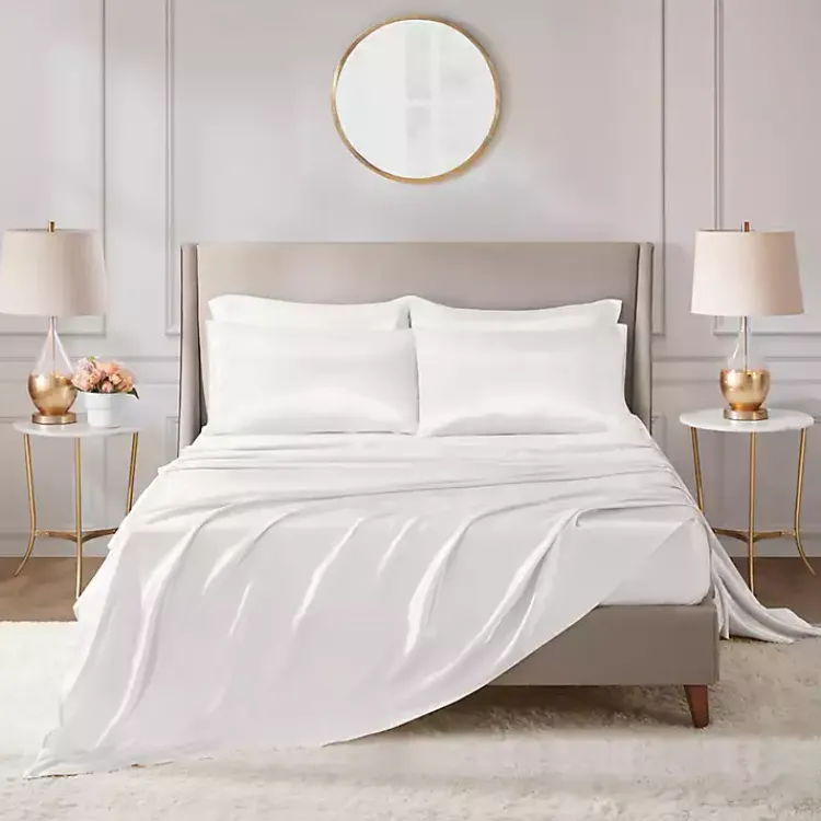 Kirklands Home Bed Sheets|Satin 6-pc. King Sheet Set White